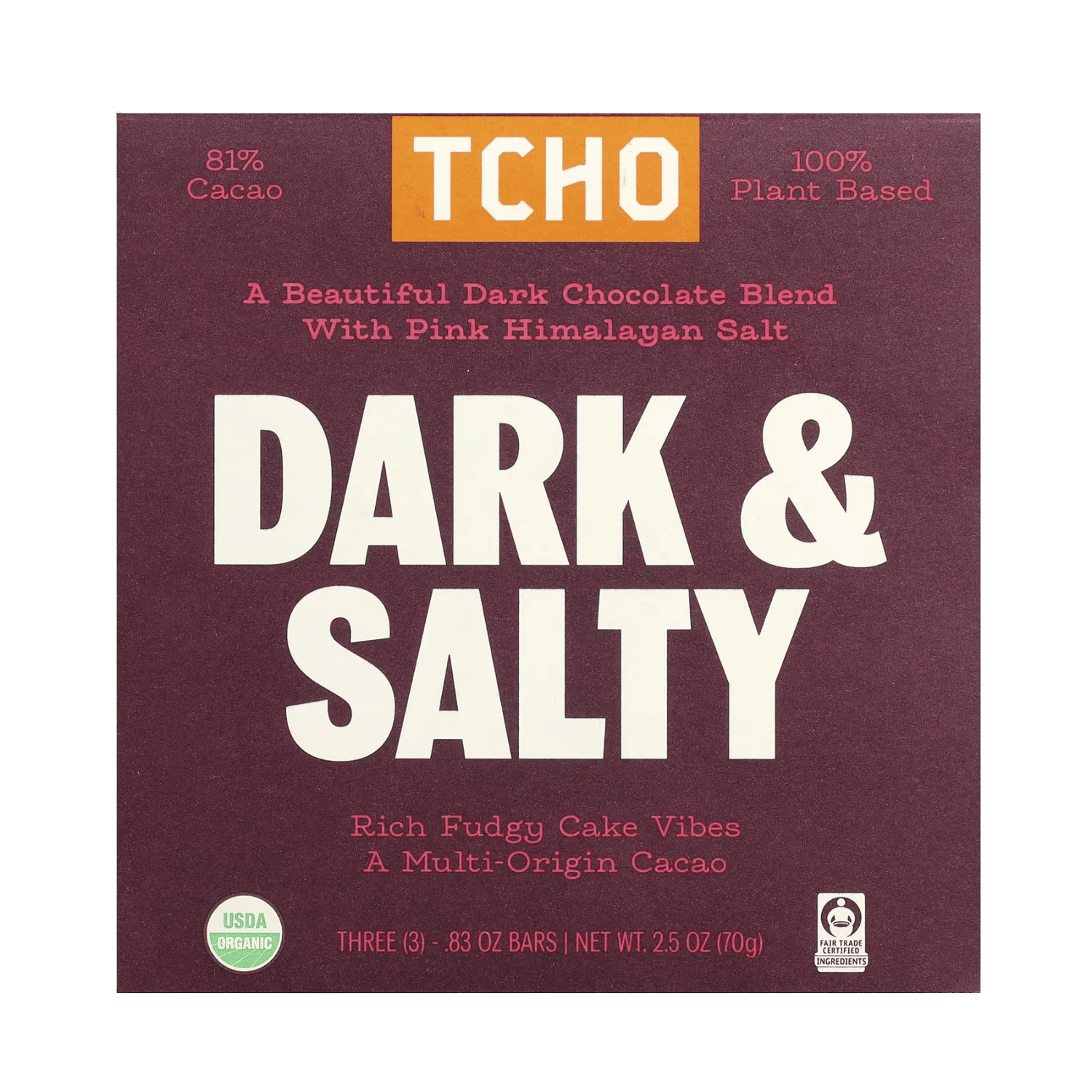 TCHO Dark & Salty Dark Chocolate - 70g – Vegan Supply