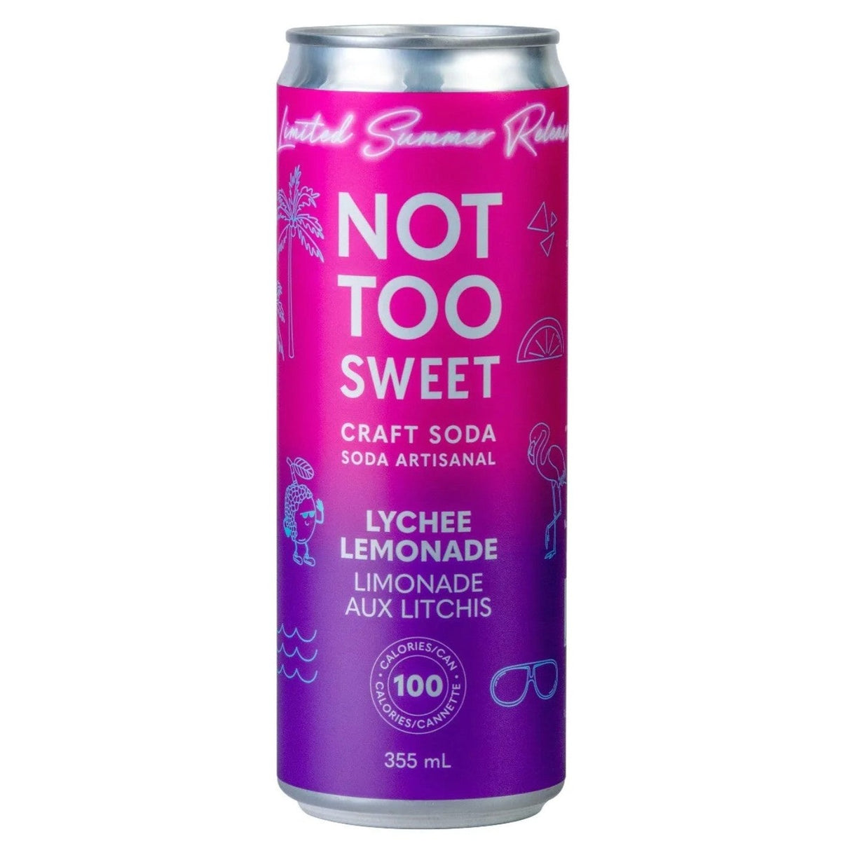 Not Too Sweet Craft Soda Lychee Lemonade 355ml Vegan Supply