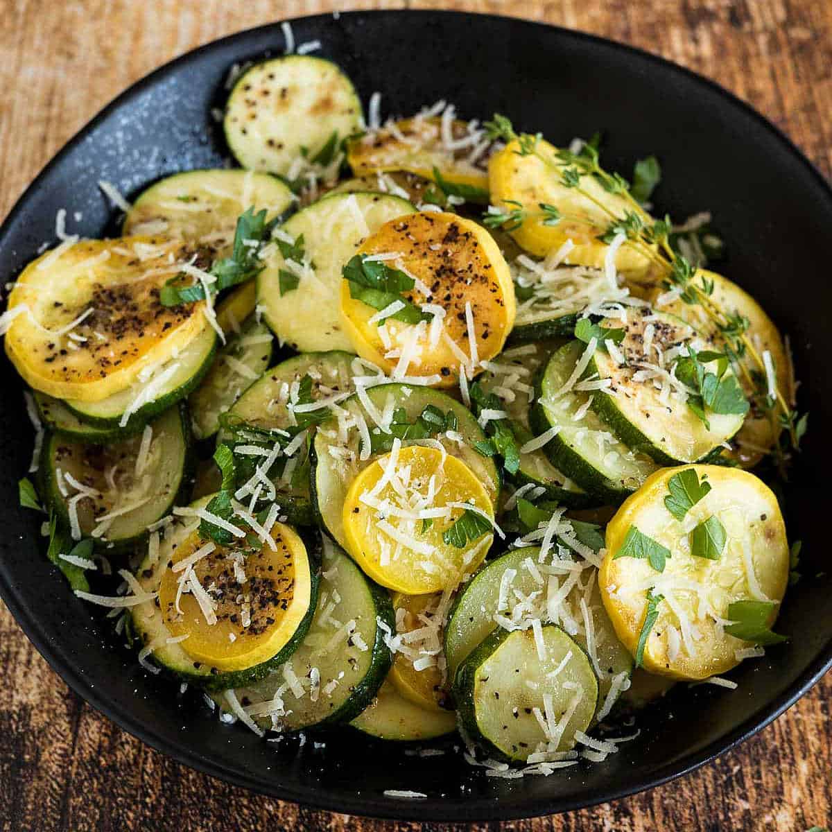 Zucchini Summer Squash with Violife Parmesan Cheese