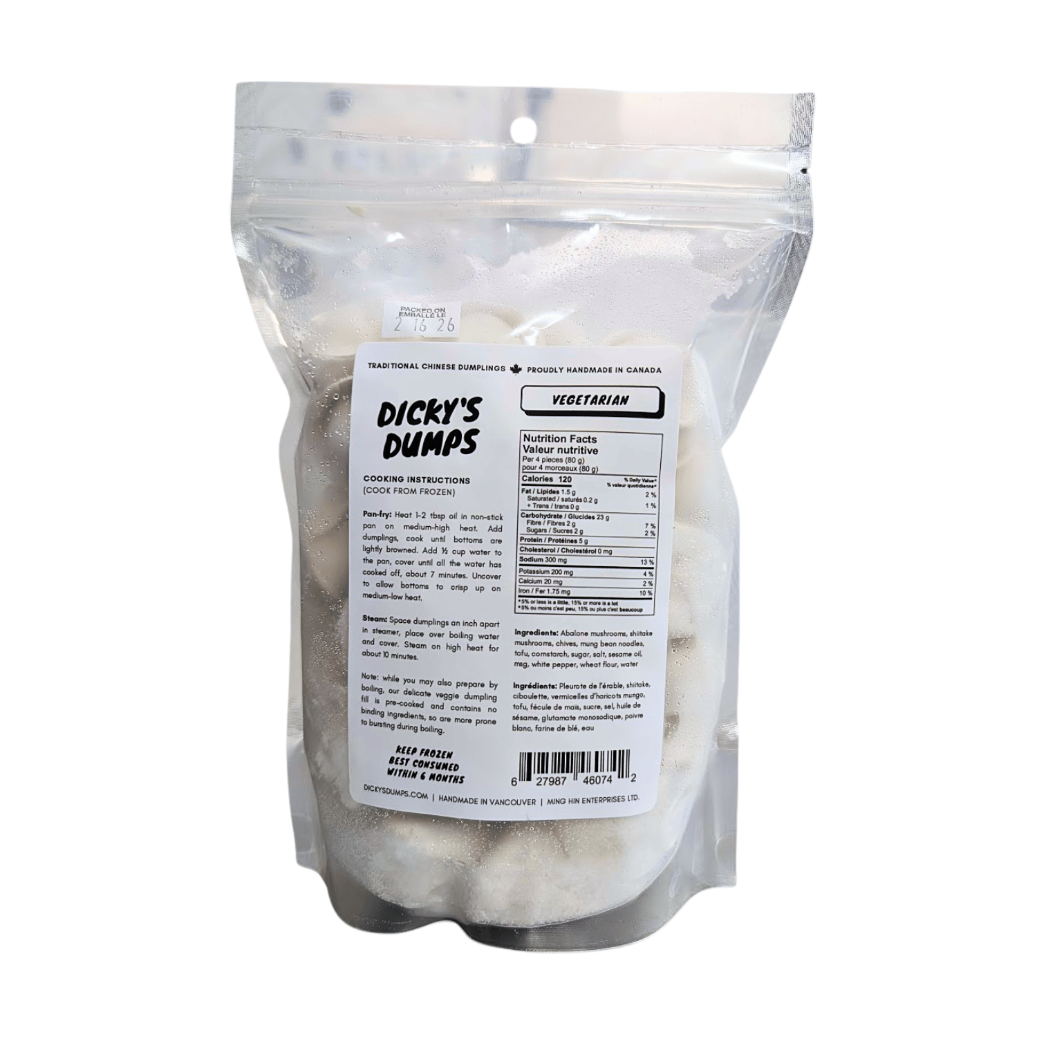 Dicky's Dumps Vegetarian Dumplings - 600g