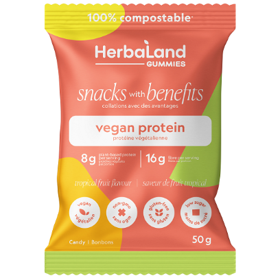 Herbaland Snacks With Benefits Tropical Fruit Flavour Vegan Protein Gummies - 50g