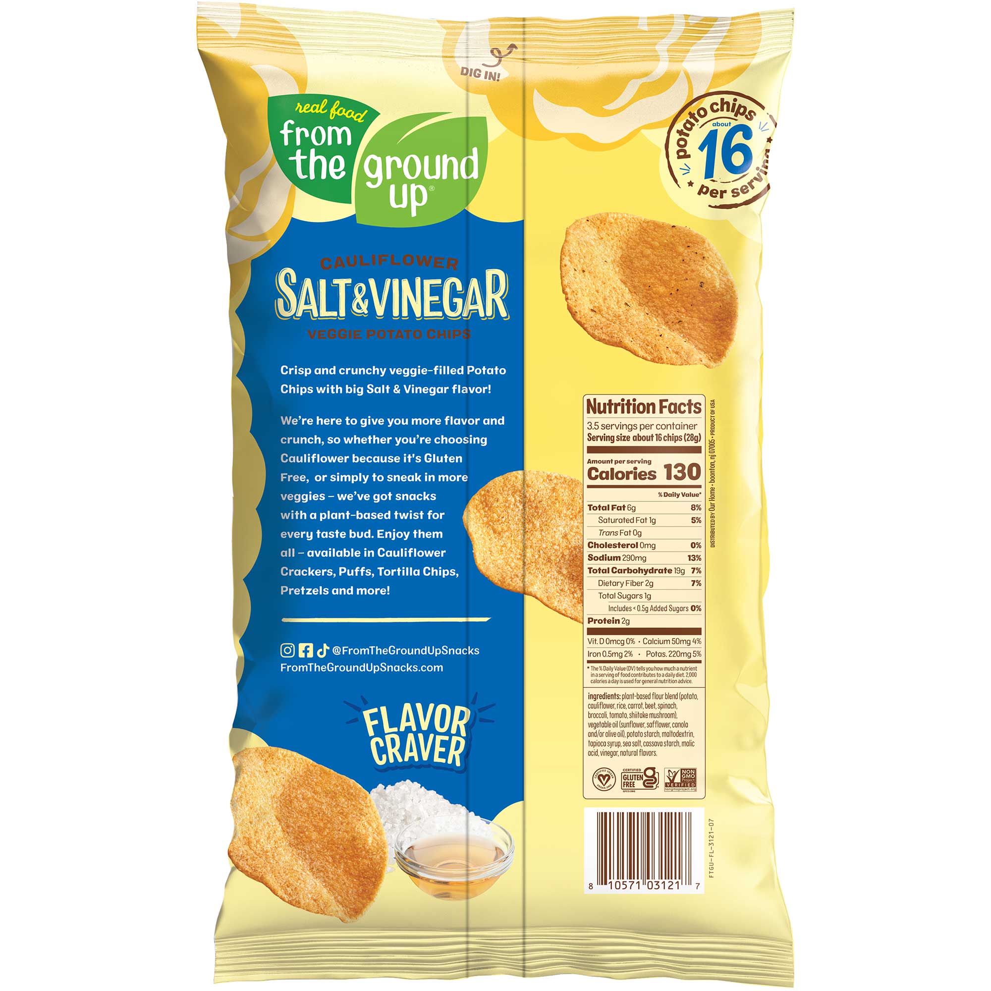 Croustilles de chou-fleur sel et vinaigre From The Ground Up - 100g