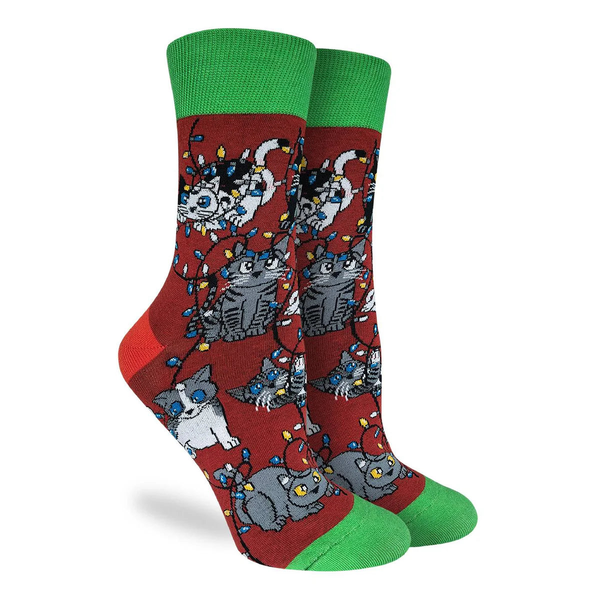 Good Luck Sock Christmas Lights Cats Socks