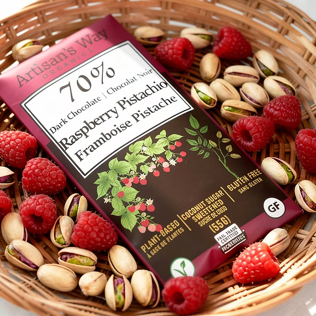 Artisan's Way Raspberry Pistachio Dark Chocolate Bar - 55g