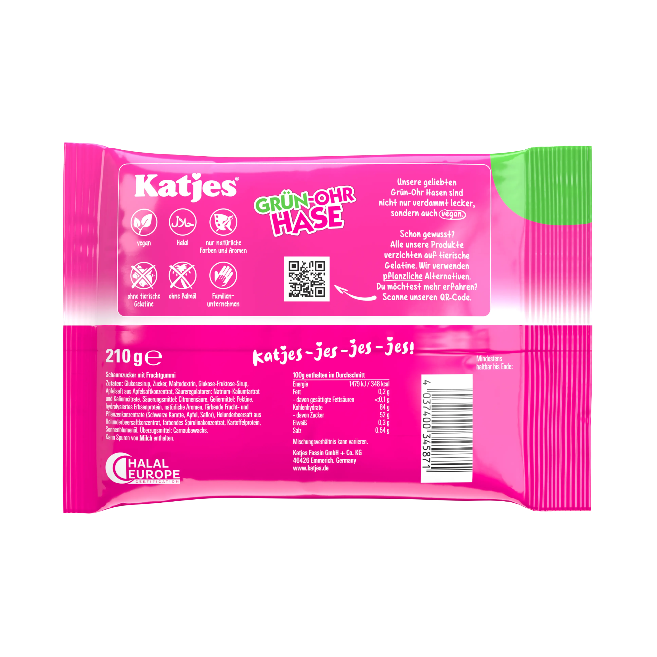 Katjes Grün-Ohr Hase Green Ear Bunny Gummies - 210g