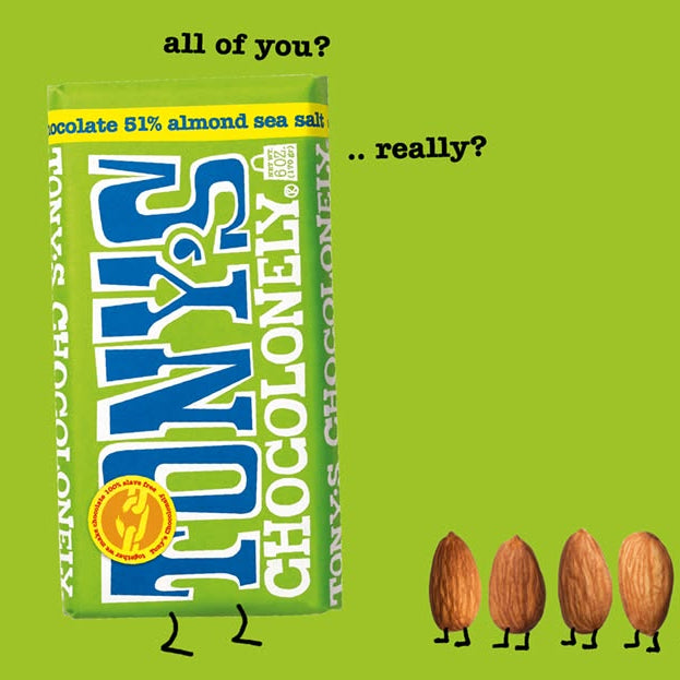 Tony's Chocolonely 51% Dark Almond Sea Salt Chocolate Bar - 180g