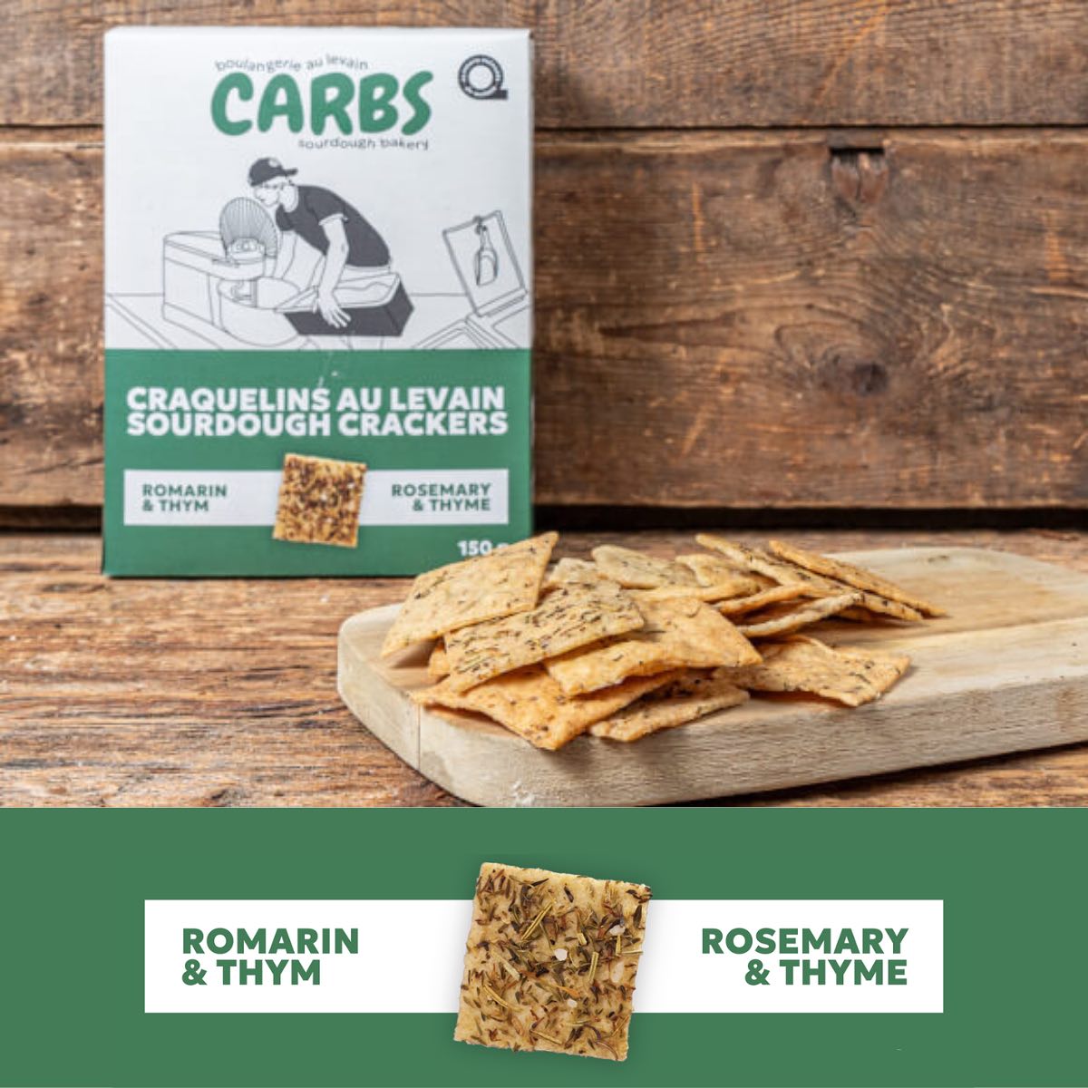 Carbs Rosemary & Thyme Sourdough Crackers - 150g