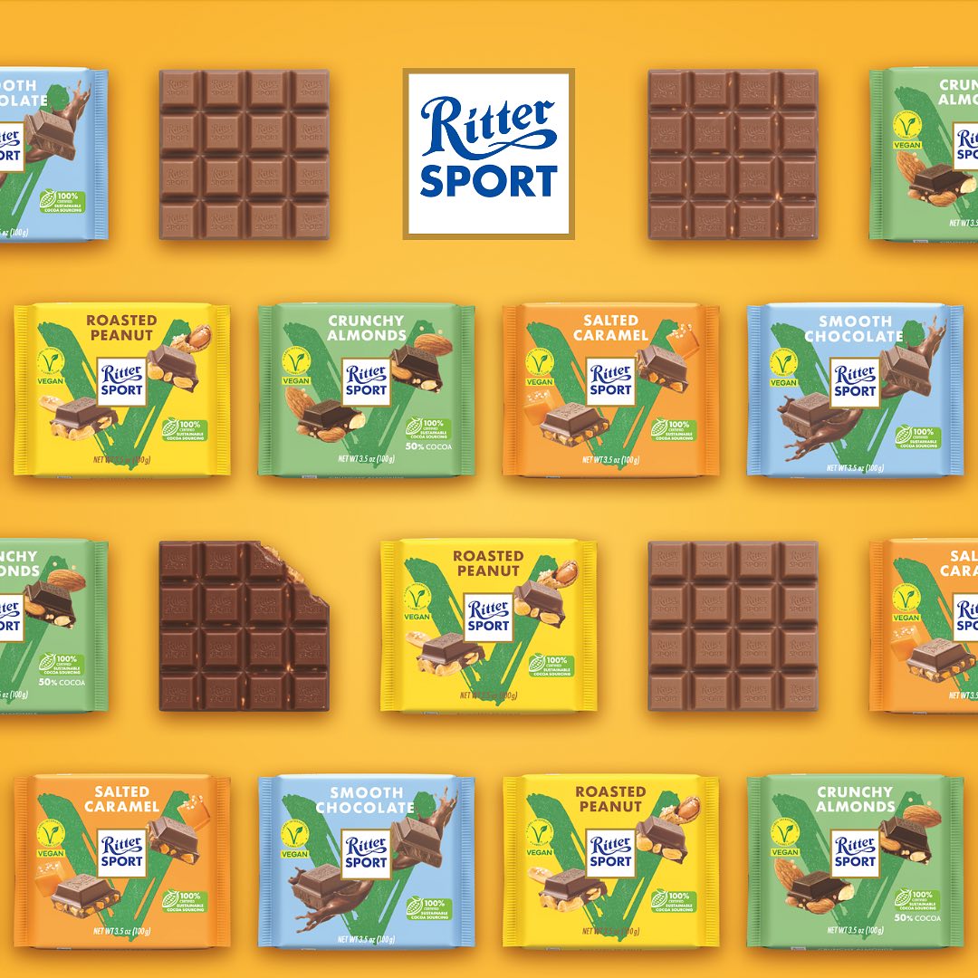 Ritter Sport Crunchy Almonds Vegan Chocolate Bar - 100g