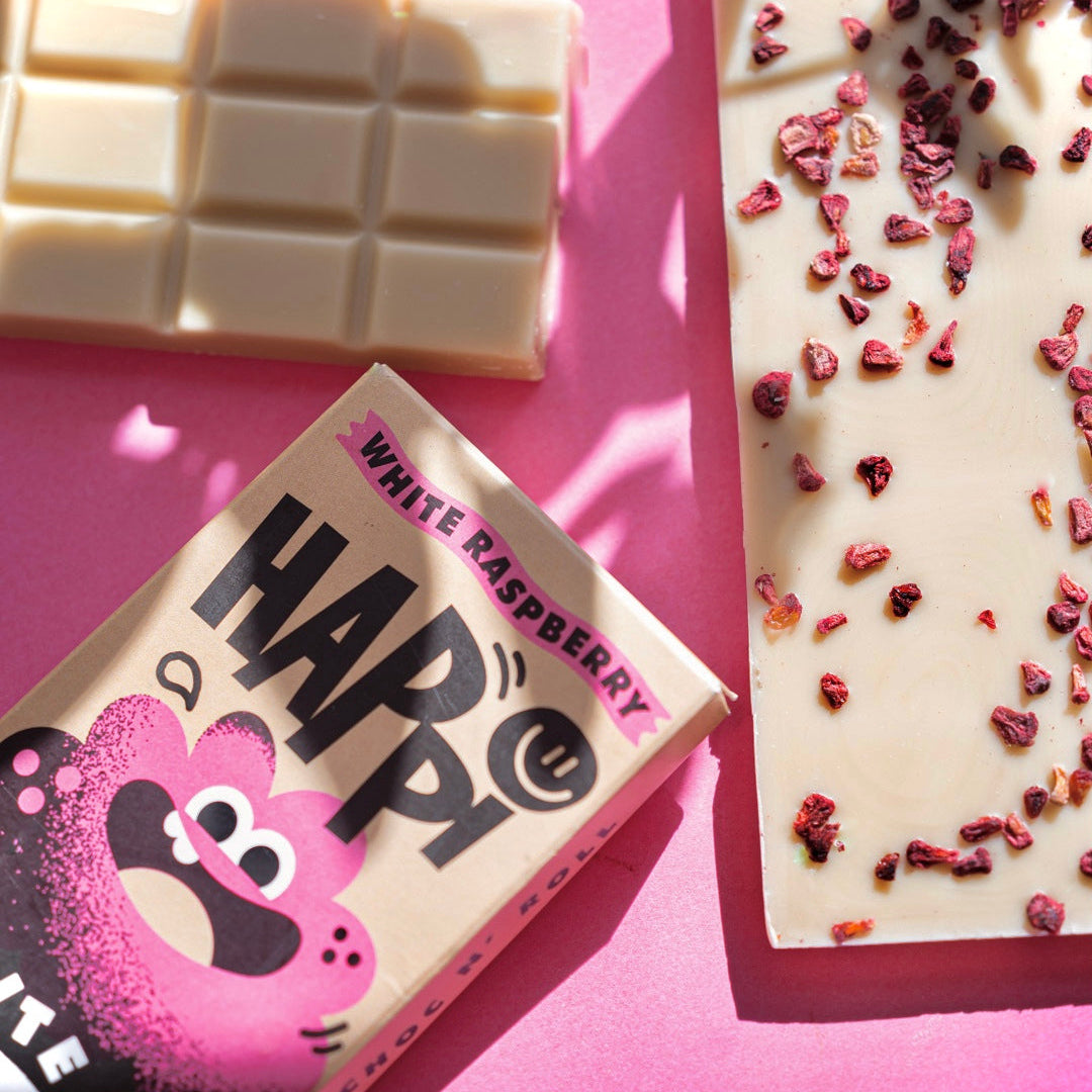 Happi White Raspberry Oat Milk Chocolate - 80g