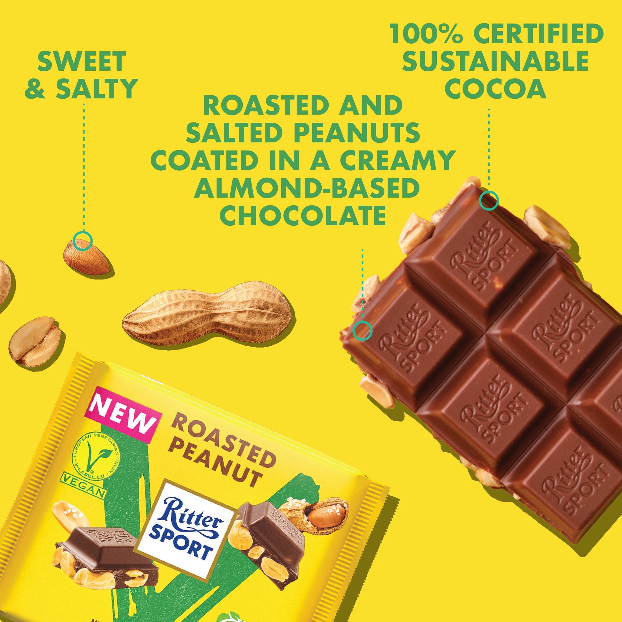 Ritter Sport Roasted Peanut Vegan Chocolate Bar - 100g