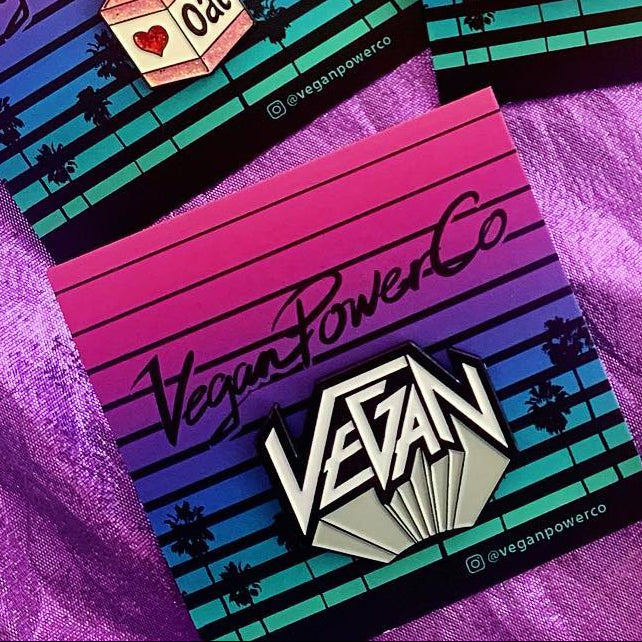 Vegan Power Co Vegan Métal Émail Pin Noir &amp; Blanc