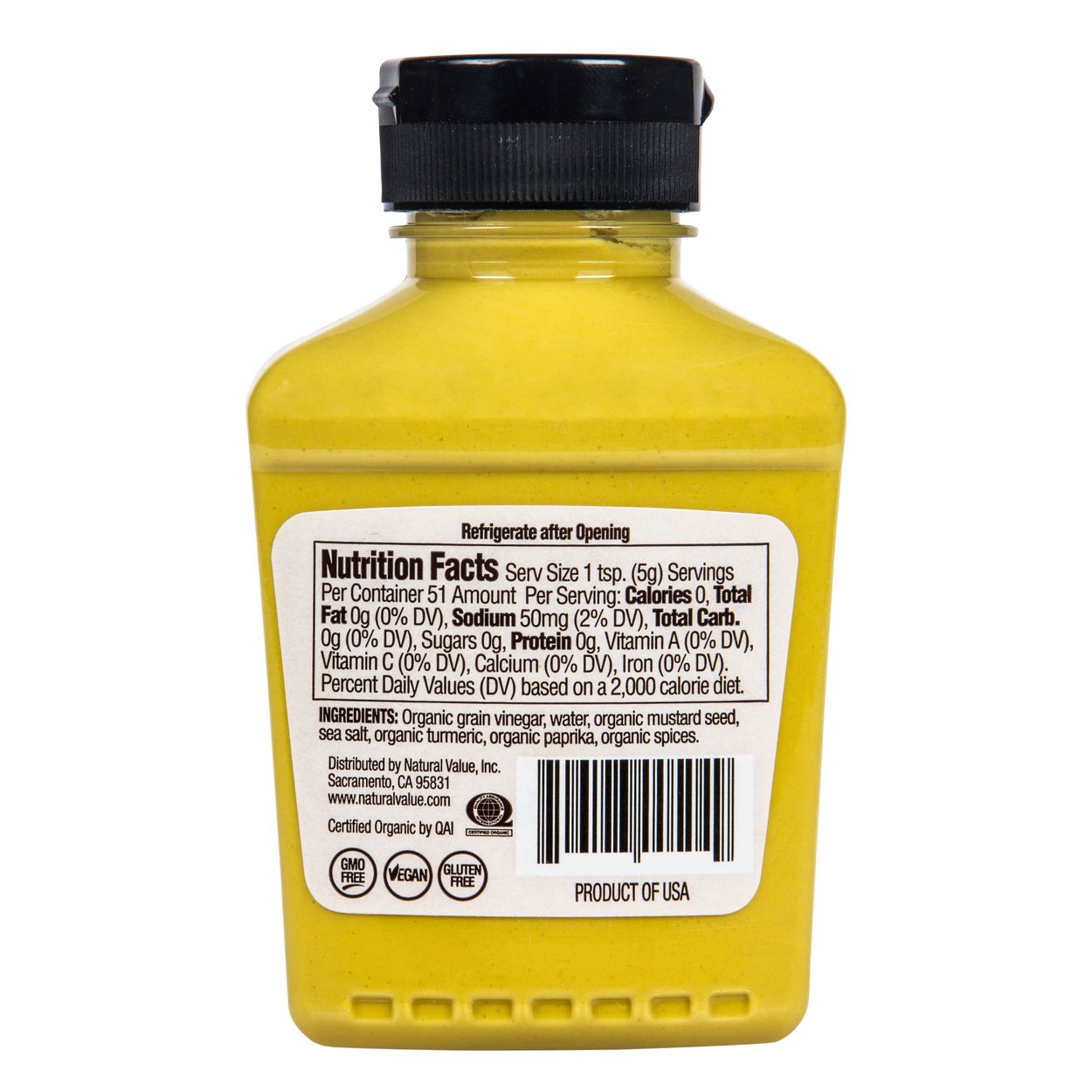 Natural Value Organic Yellow Mustard Squeezy - 255g