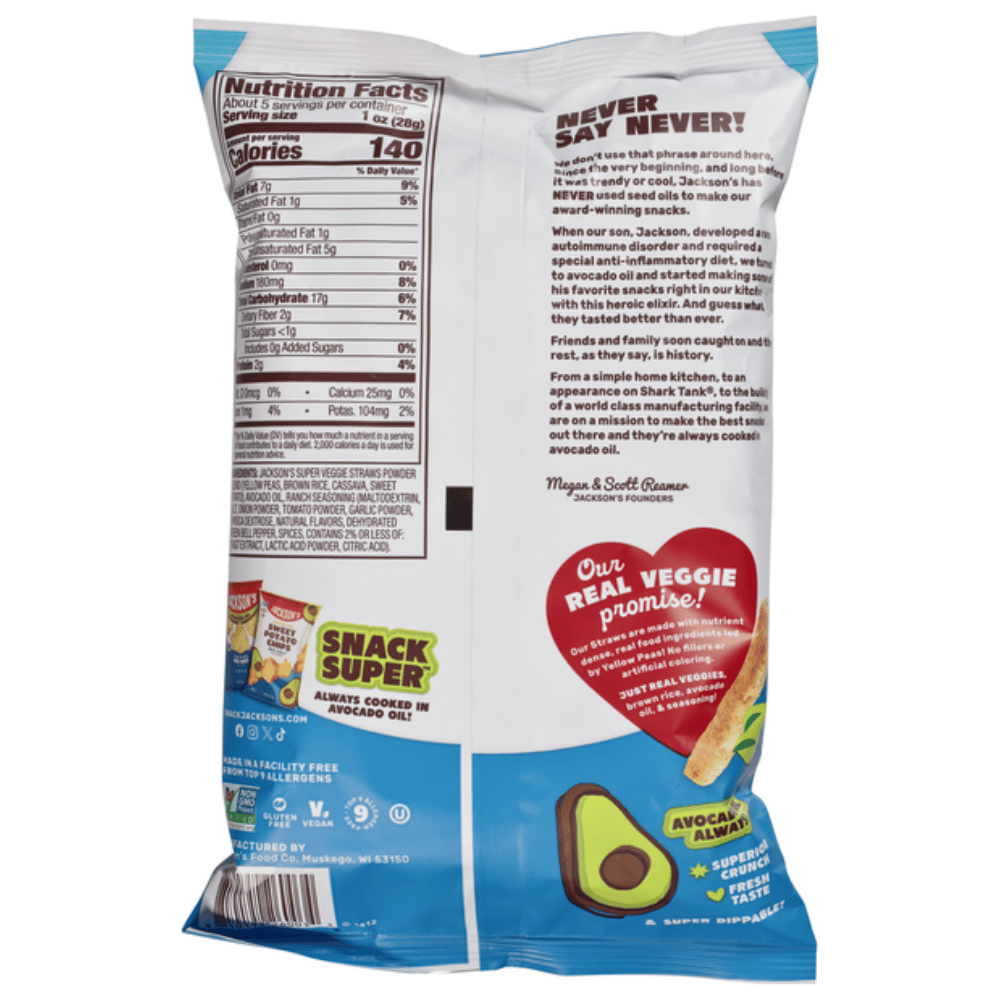 Jackson's Ranch Flavour Veggie Straws - 142g
