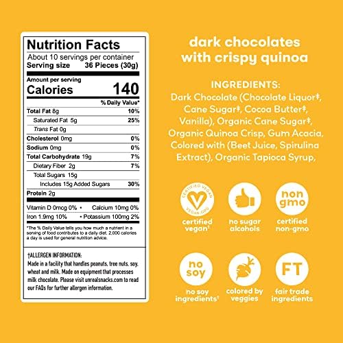 Unreal Dark Chocolate Crispy Quinoa Gems - 142g