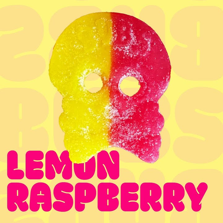 Bubs Sour Lemon Raspberry Skalle - 90g