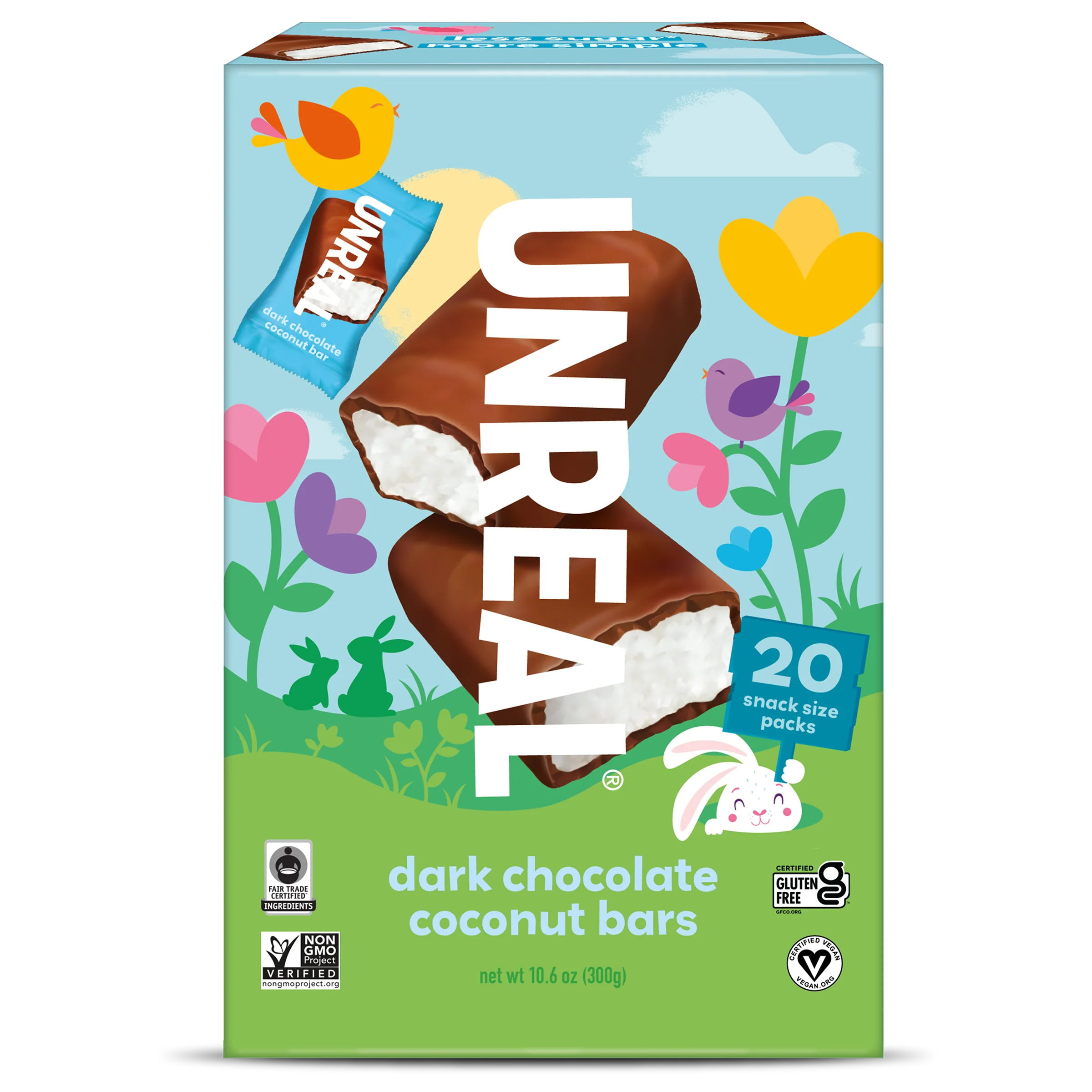 Unreal Easter Dark Chocolate Coconut Bars - 300g