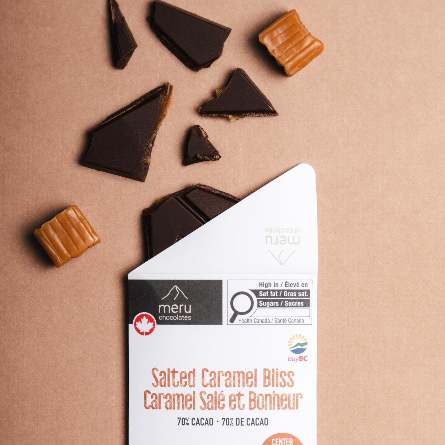 Meru Chocolates Salted Caramel Bliss Chocolate Bar - 60g