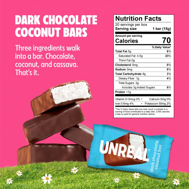 Unreal Easter Dark Chocolate Coconut Bar - Single Bar (15g)