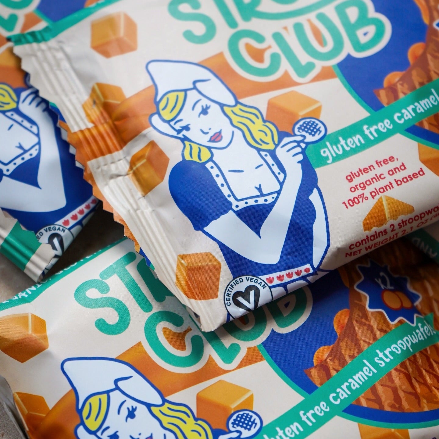 Stroop Club Vegan Biscuits Traditionnels Au Caramel Stroopwafel - 66g