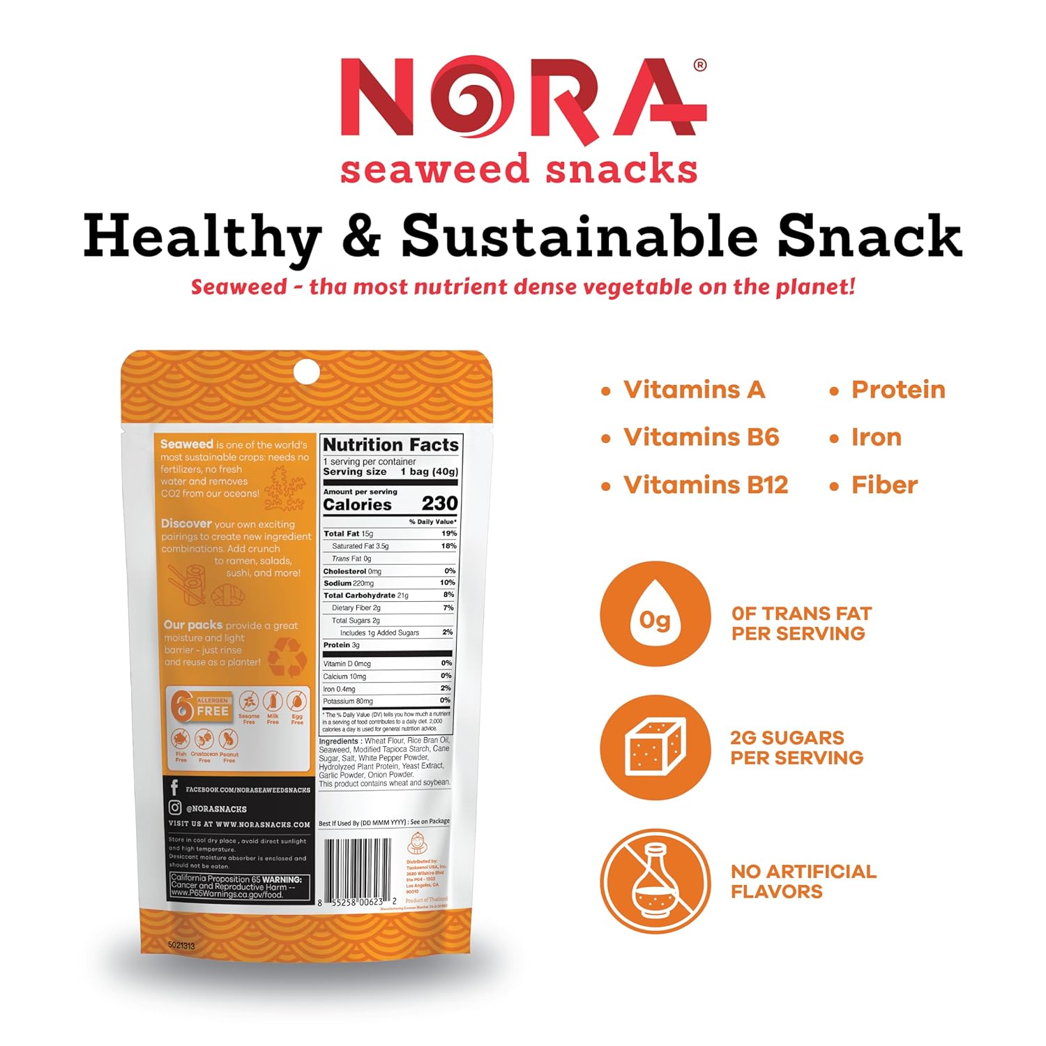 Nora Original Tempura Snacks Aux Algues - 32g