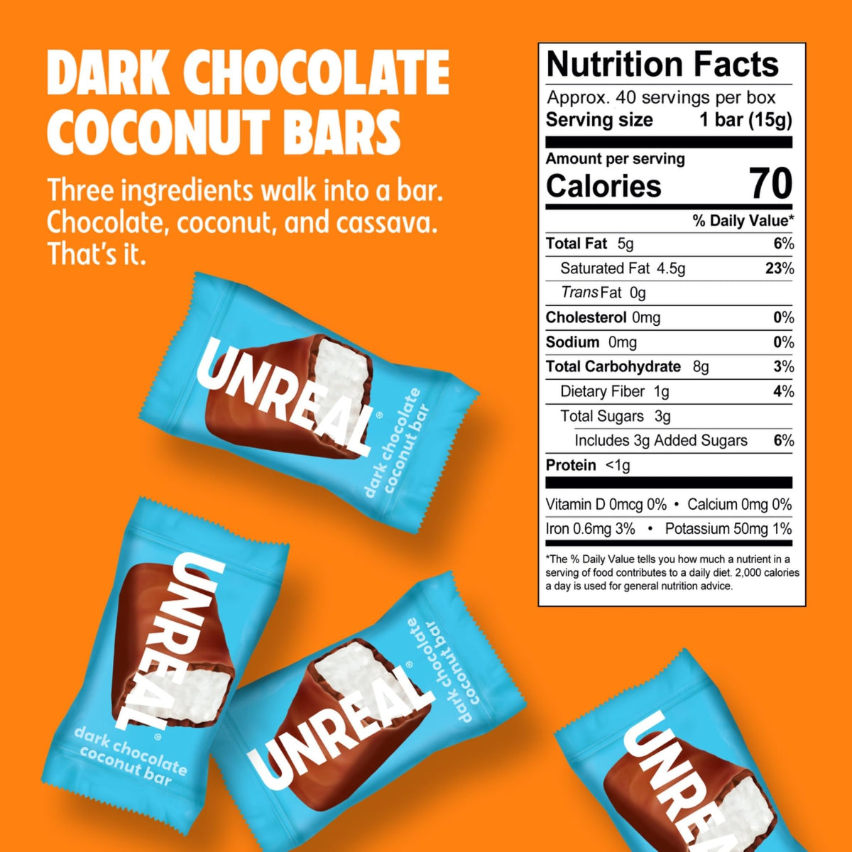 Unreal Halloween Dark Chocolate Coconut Bars - 20 x 15g