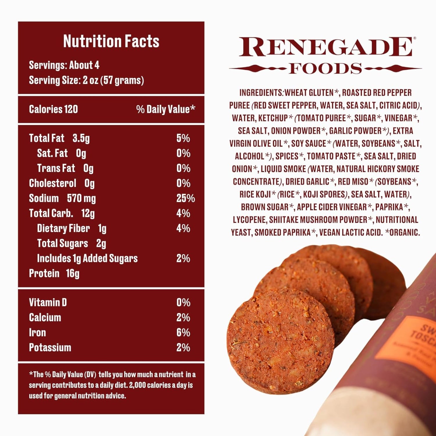 Renegade Foods Sweet Toscana Salami - 213g