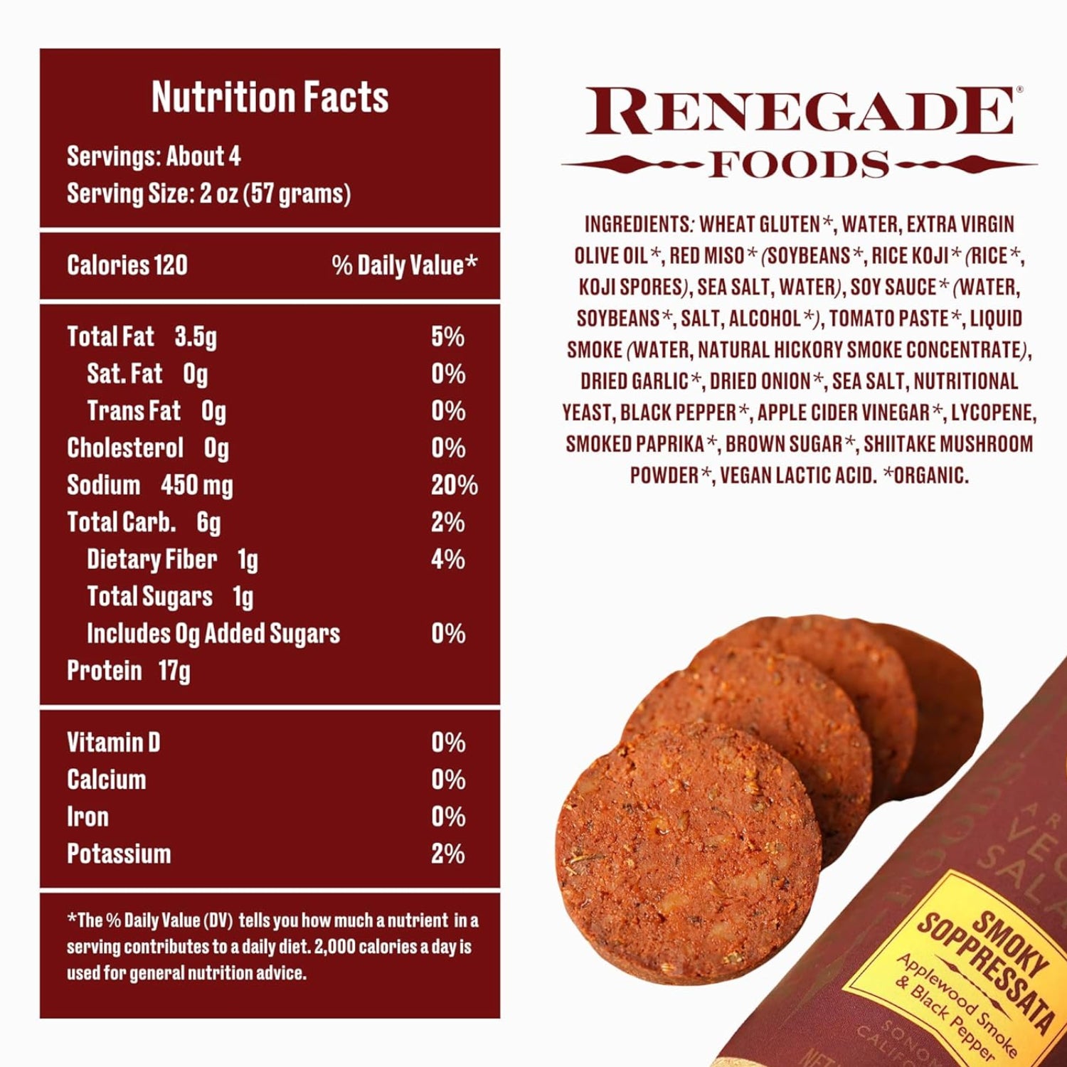 Renegade Foods Smoky Soppressata Salami - 213g