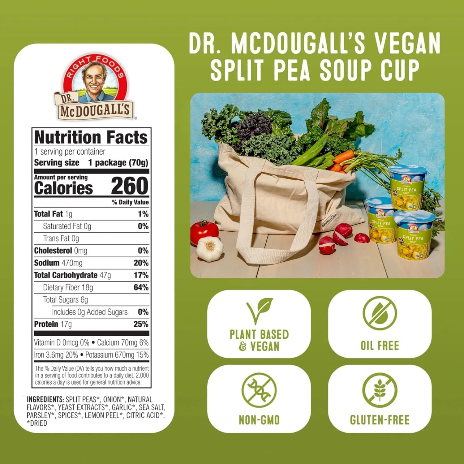 Dr. McDougall's Split Pea Soup Cup - 70g