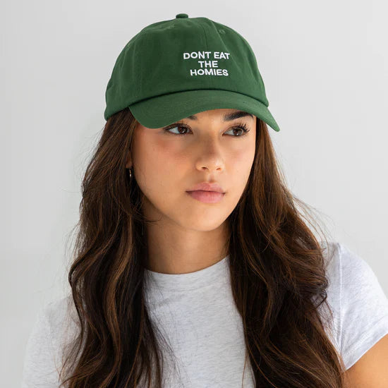 Don't Eat The Homies Embroidered Slogan Dad Hat - Forest Green