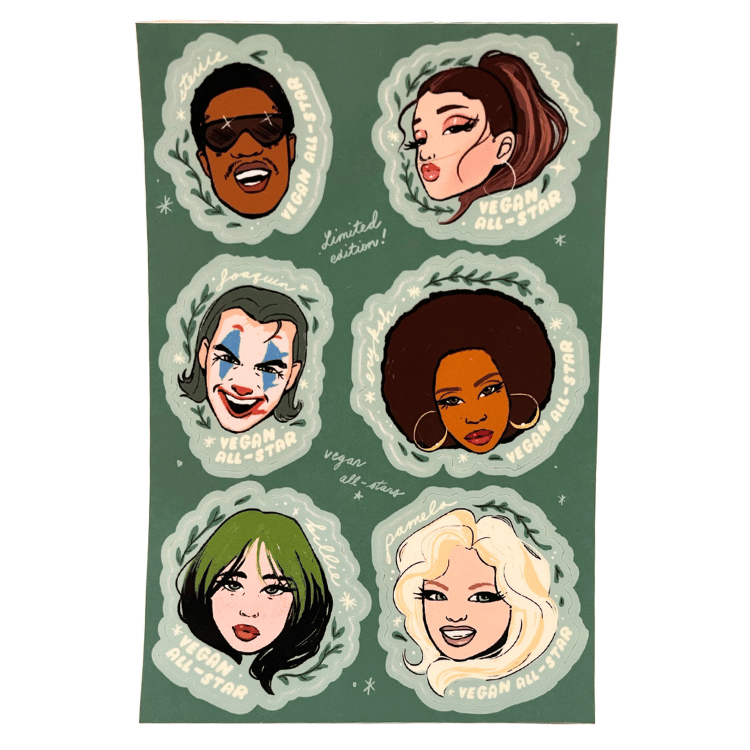Vegan Supply Limited Edition 'Vegan All Stars' Vinyl Sticker Sheet