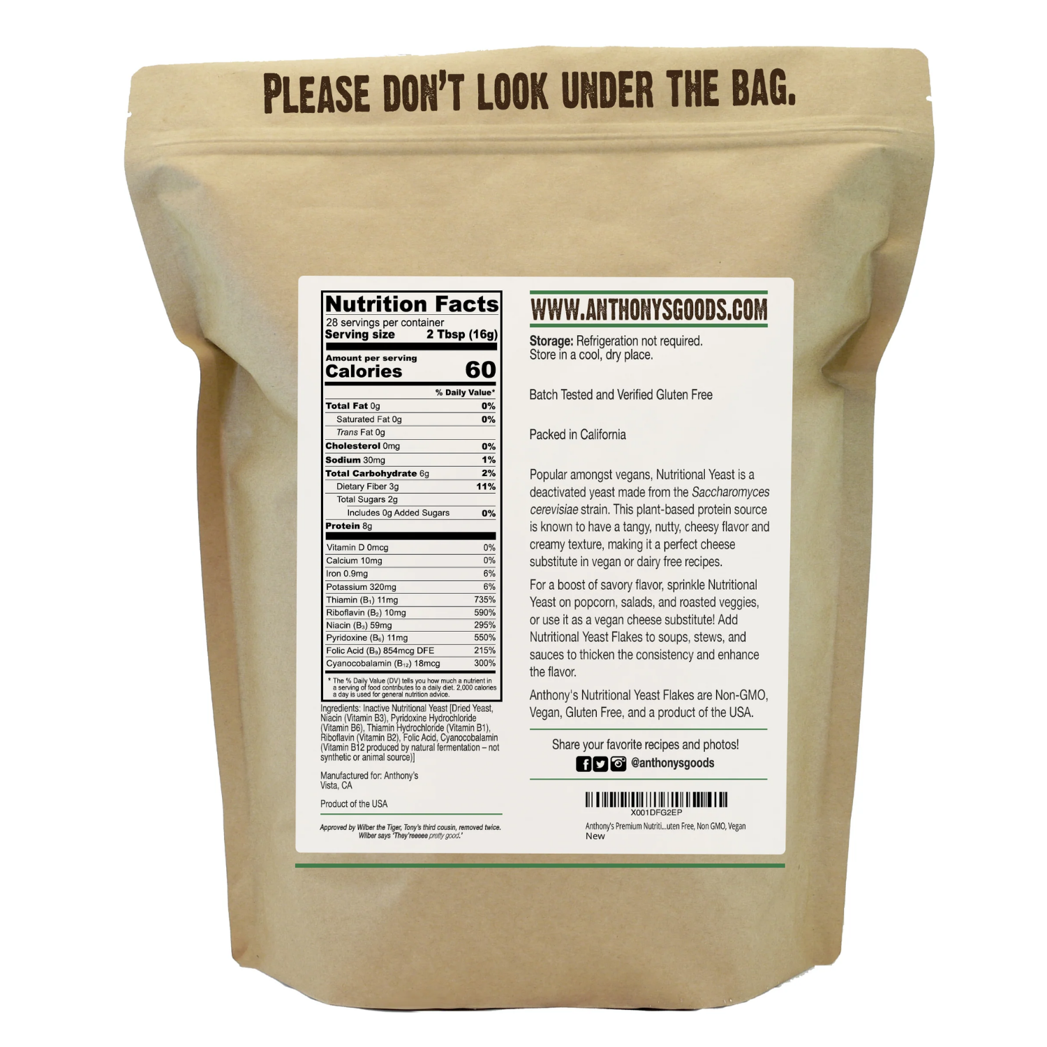 Flocons de levure nutritionnelle Anthony's Goods - 454g