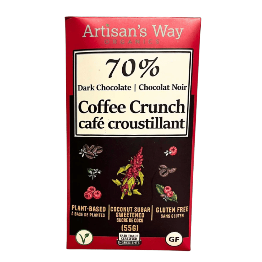 Tablette de chocolat noir 70 % Artisan's Way au café croquant - 60 g