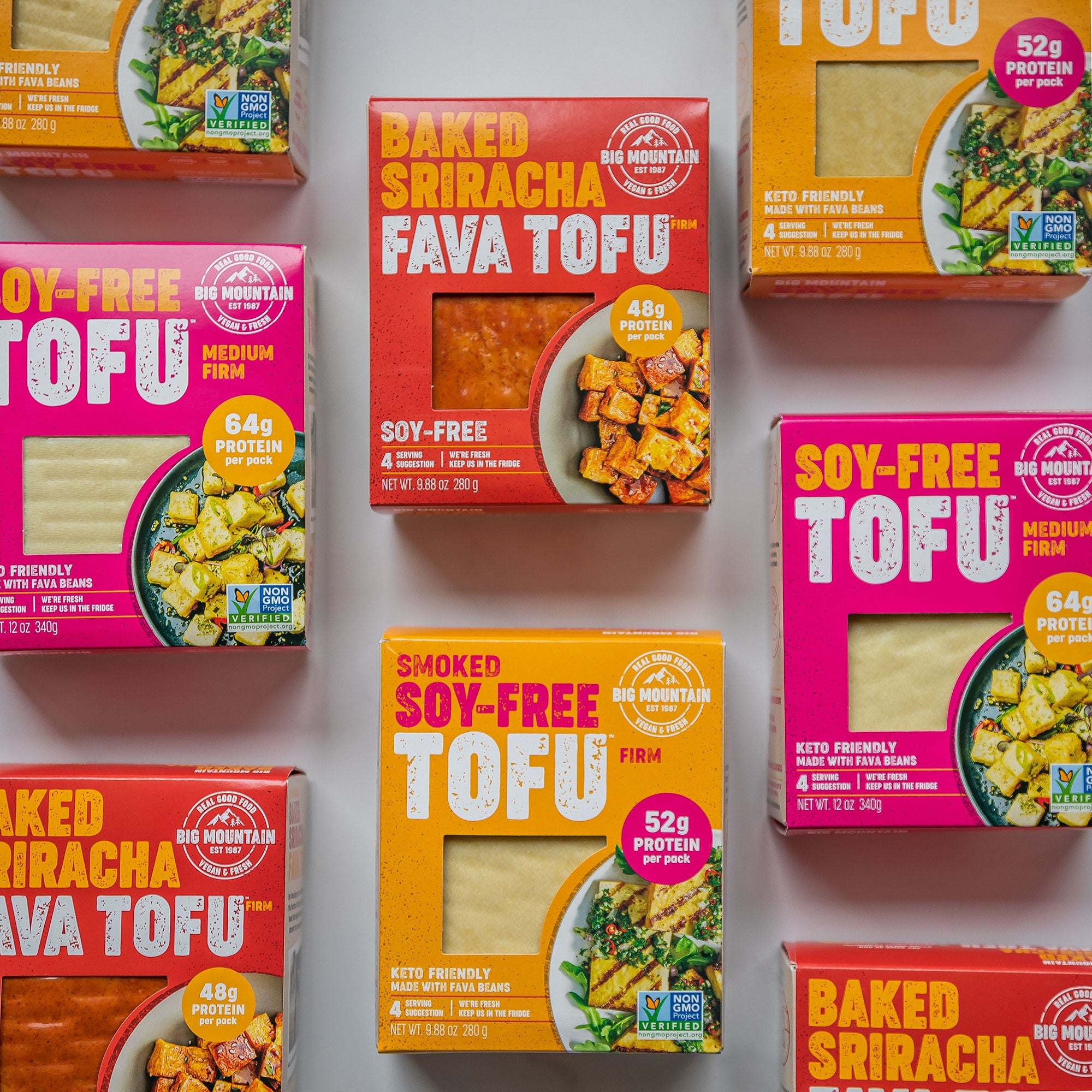 CLEARANCE - Big Mountain Foods Soy-Free Sriracha Fava Bean Extra Firm Tofu - 280g