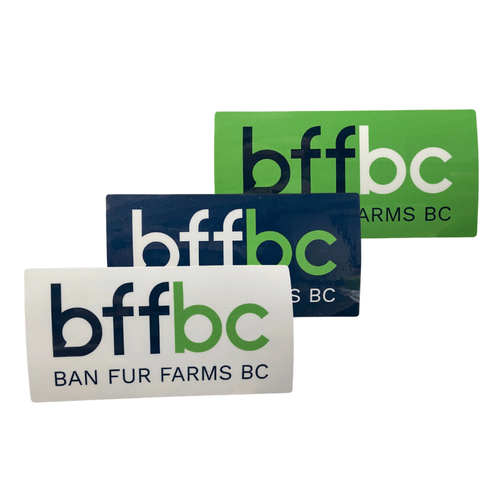 Autocollant du logo BFFBC (Ban Fur Farms BC)