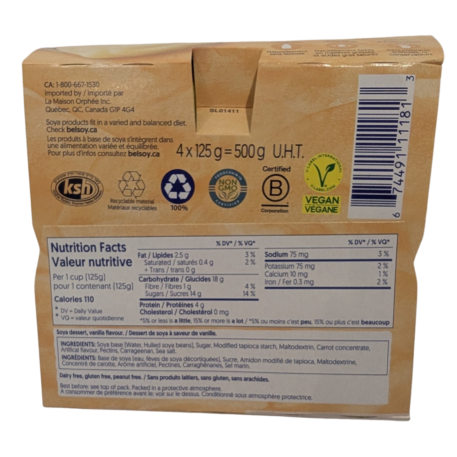 Pudding à la vanille française Belsoy - 4x 125g