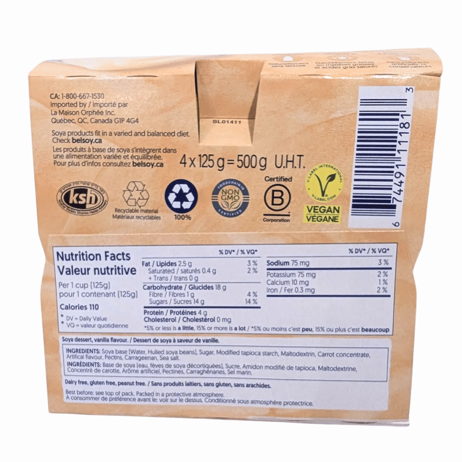 Pudding à la vanille française Belsoy - 4x 125g