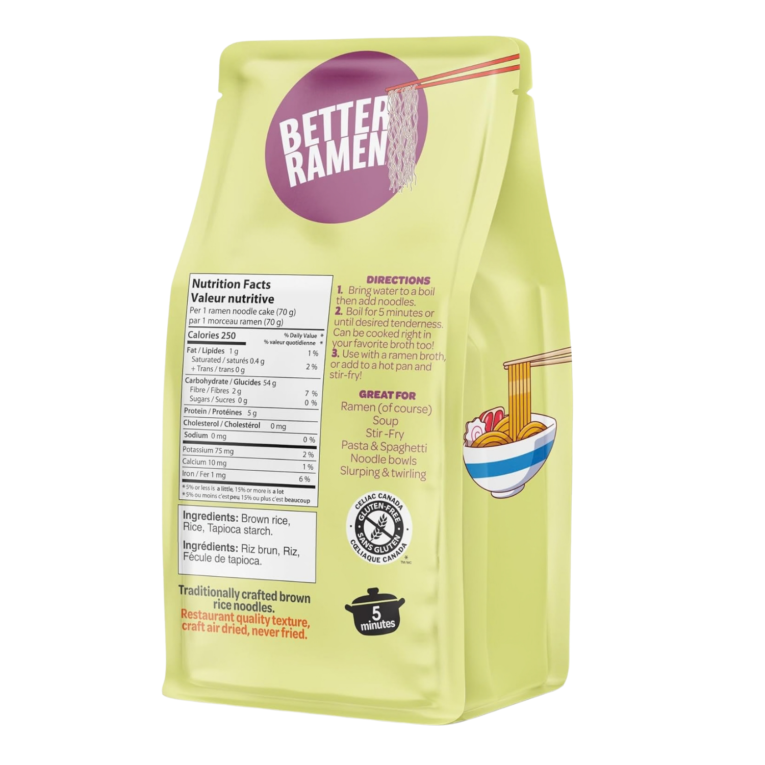 Better Ramen Gluten Free Brown Rice Ramen Noodles - 280g