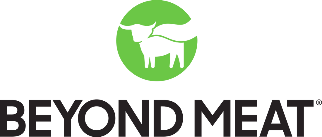 Beyond Meat logo with a green circle featuring a white cow silhouette and bold black text below.