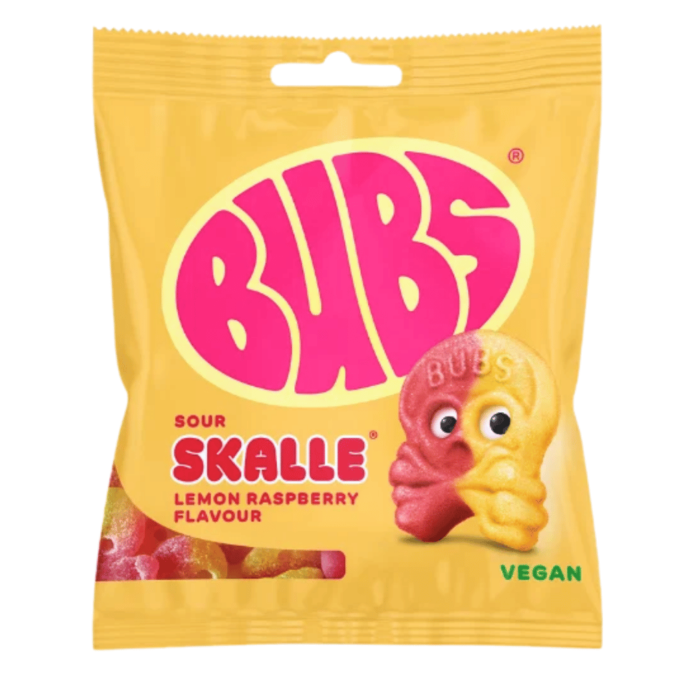 Bubs Sour Lemon Raspberry Skalle - 90g
