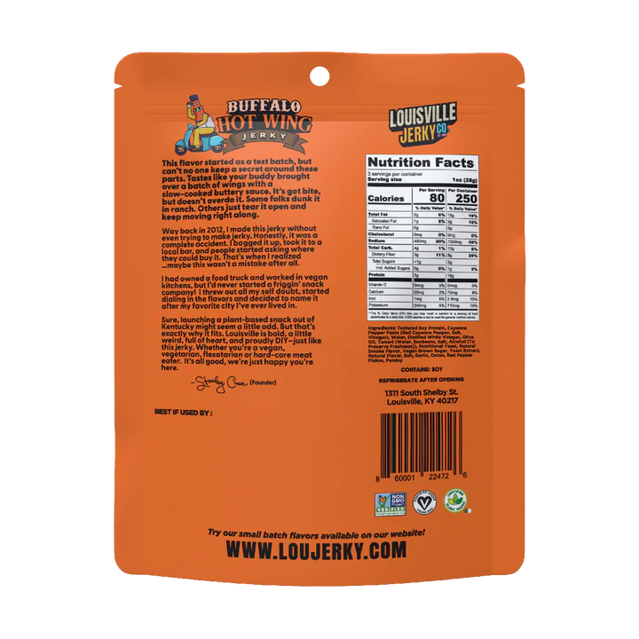 Louisville Vegan Jerky Co. Buffalo Hot Wing Jerky - 85g