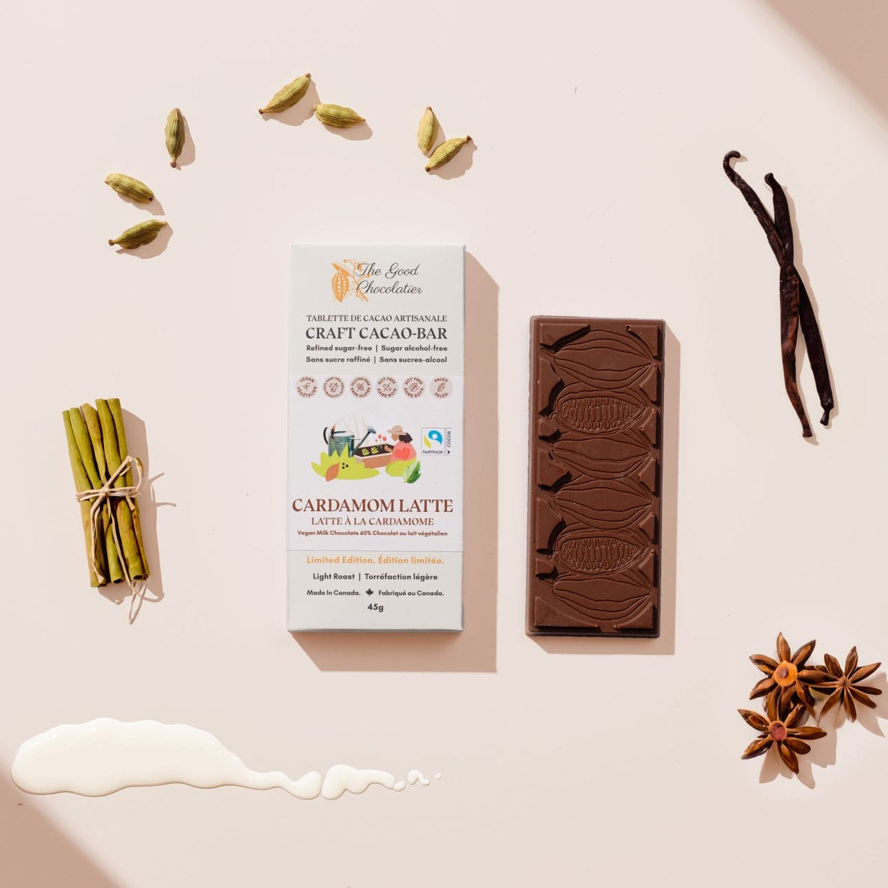 The Good Chocolatier Cardamom Latte Milk Chocolate - 45g