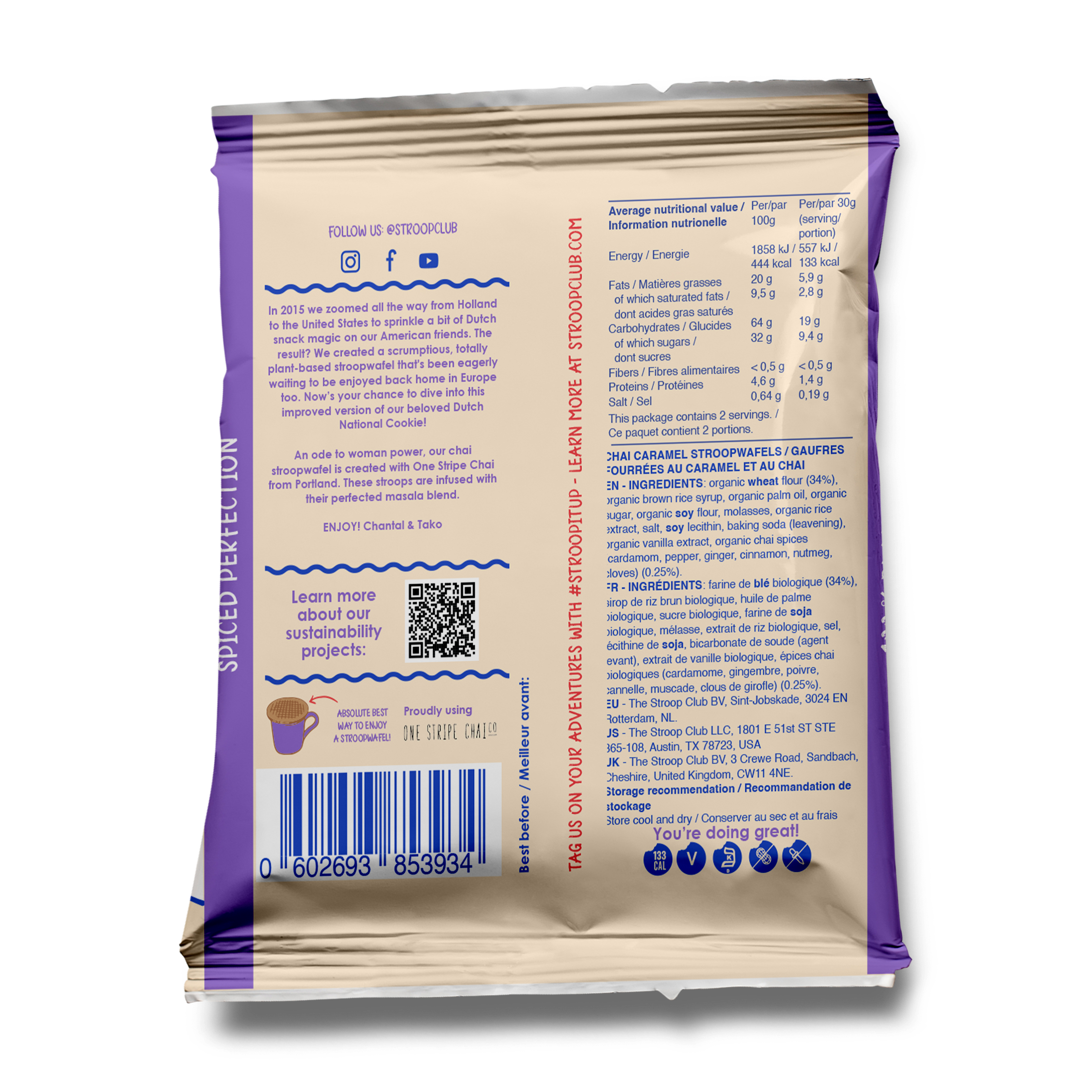 Stroop Club Vegan Chai Caramel Stroopwafel Cookies - 60g