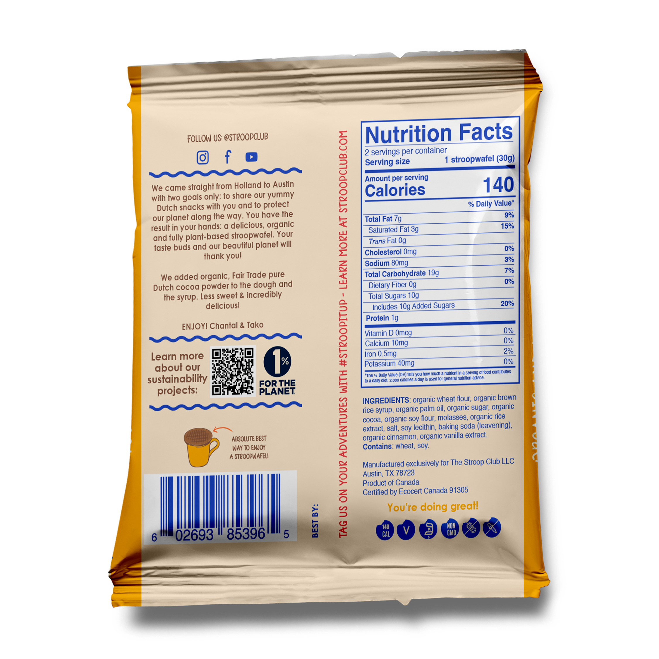 Stroop Club Vegan Chocolate Caramel Stroopwafel Cookies - 60g