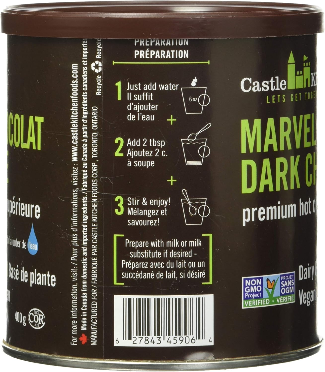 Mélange pour chocolat chaud noir à la menthe merveilleuse de Castle Kitchen - 400 g