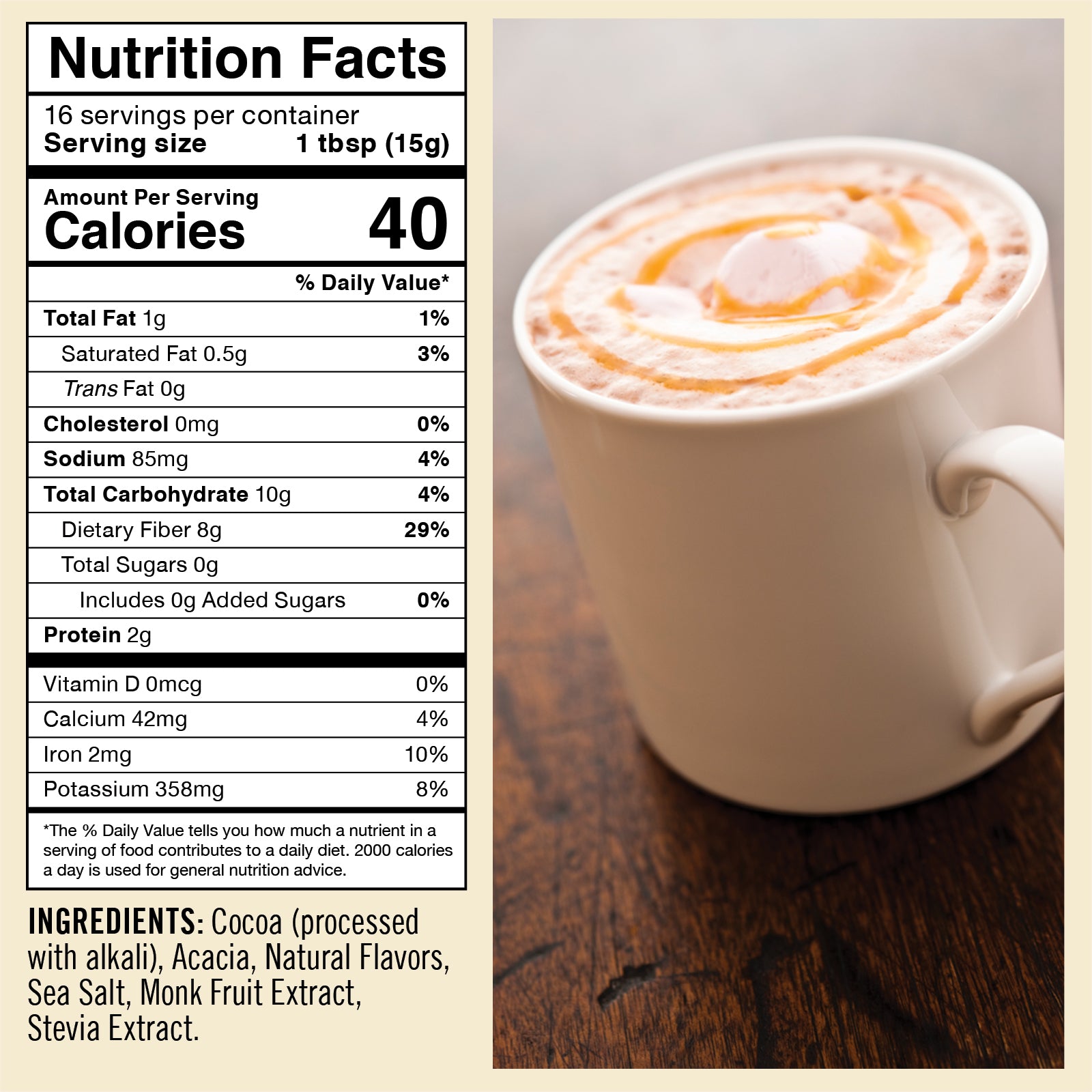 Mélange de chocolat chaud noir au caramel classique sans sucre de Castle Kitchen - 240 g