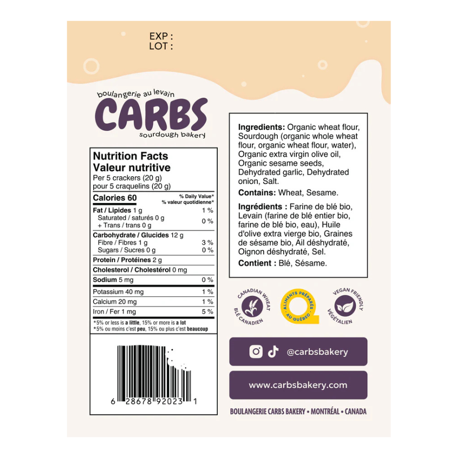 Carbs Everything Bagel Sourdough Crackers - 150g