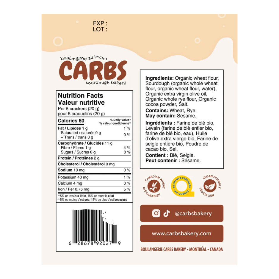 Carbs Marble Rye Sourdough Crackers - 150g