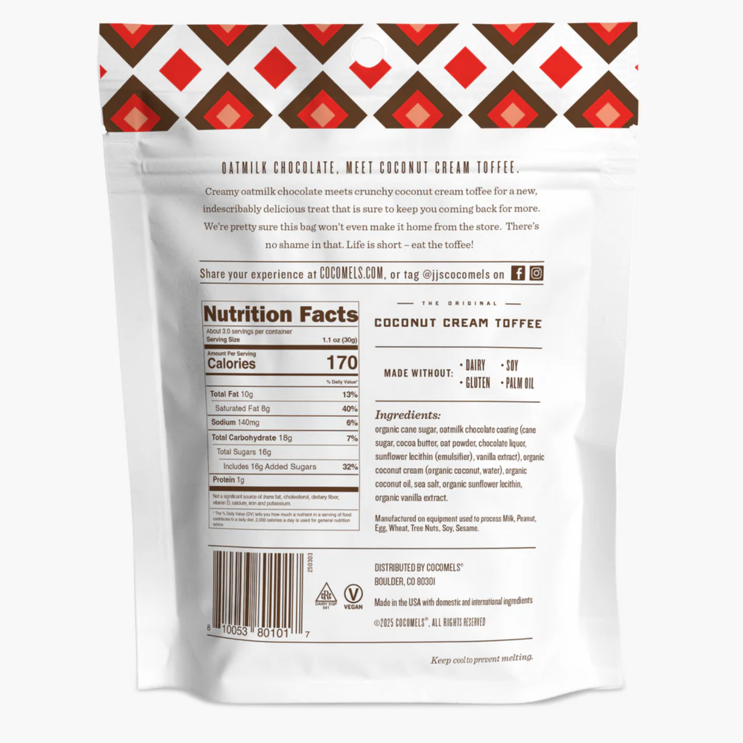 Cocomels Chocolate Covered Toffee Bark - 99g