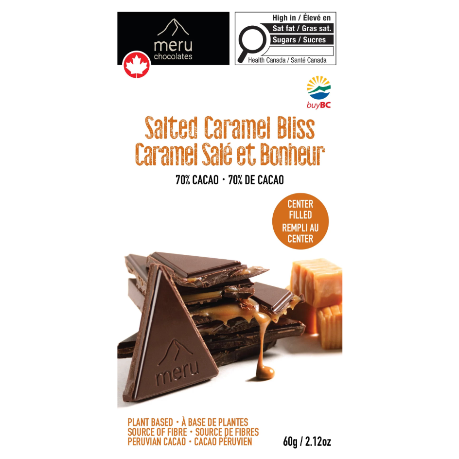 Meru Chocolates Salted Caramel Bliss Chocolate Bar - 60g