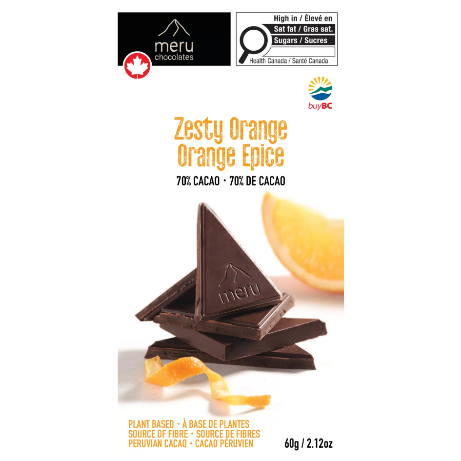 Meru Chocolates Zesty Orange Chocolate Bar - 60g